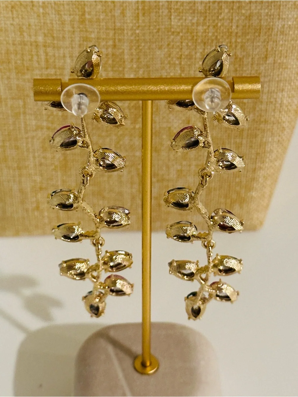 Fashion Jewelry Gold-Tone Multicolor Teardrop Dangle Earrings